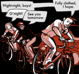 Catherine, Petro and Percy on their cycles